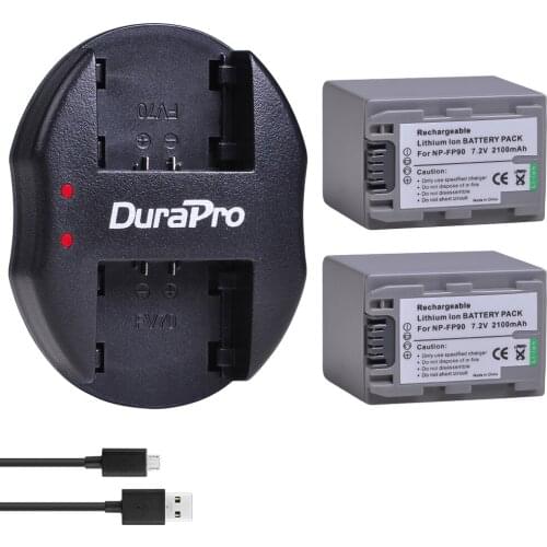 NP-FP90 2100mAh Battery for+ Dual Charger Sony DCR-HC30 40 43E 85 94E 96 DCR-SR30 60E 70E 80E 100 Camcorders as NP-FP30 FP50 FP