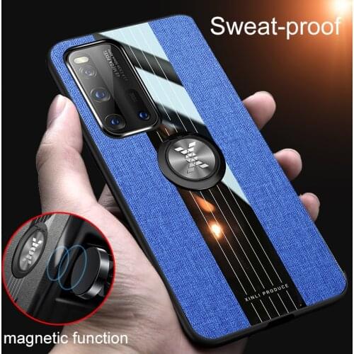 Original Luxury Cloth Silicone Cases for Huawei P40 Pro Plus HuaweiP40 P40Pro + 5G with Magnetic Finger Phone Holder Back Covers