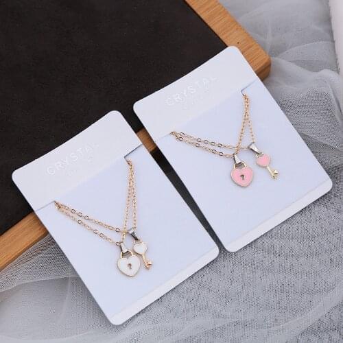 Heart Lock Pendant Couple Necklaces For Women Men Lovers Best Friends Trendy Sweet Style Couple Necklace Fashion Jewelry