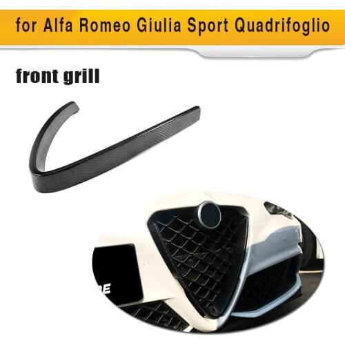 Carbon Fiber Front Grill Mesh Frame Cover for Alfa Romeo Giulia Base Sport Quadrifoglio Sedan 4 Door 2016-2018 Car Styling