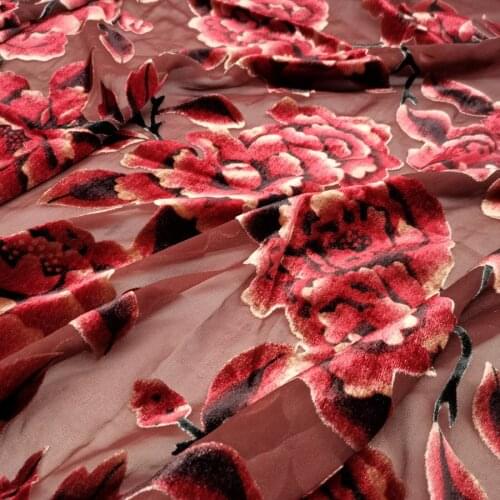 Dress Flocked Poney Fabric DIY Rayon Velvet Fabric burn out shirt Wedding Dress Decoration Material 1 Yard