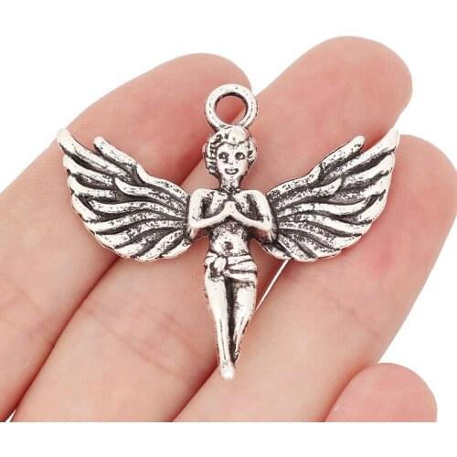 3pcs/lot Tibetan Silver Guardian Angel Wings Charms Pendants DIY Necklace Bracelet Jewelry Making 44x40mm