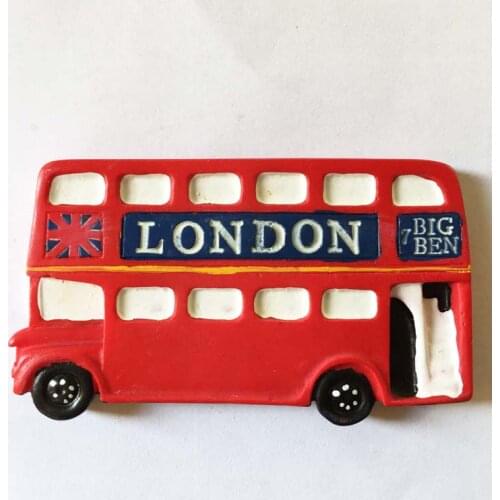 QIQIPP Europe, UK, Original London Geographical Indication Double Decker Bus Three-dimensional Magnet Fridge Magnet