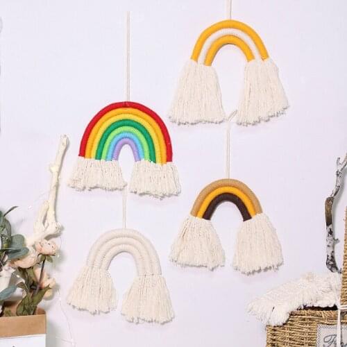 DIYRope Rainbow Hanging Hand-woven Decoration Nordic Childrens Room Wall Decoration Nursery Hanging Home Decoration Accessories