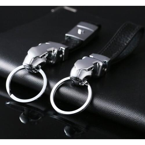 Luxury Car Key Chain Men Women KeyChain High-Grade Leopard for Key Rings Purse Charm Bag Pendant Leather Rope Fathers Day Gift