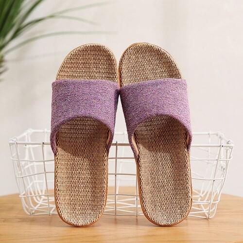 Casual Slip On Linen Slides Home Slippers Woman Shoes Large Size High Quality Womens Summer Footwear Zapatos De Mujer Slaps