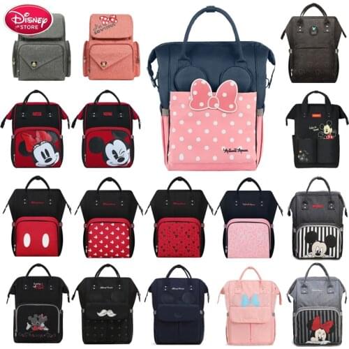 Disney Mummy Diaper Bag Backpack USB Bottle Insulation Bags Minnie Mickey Big Capacity Travel Oxford Feeding Baby Care Handbag
