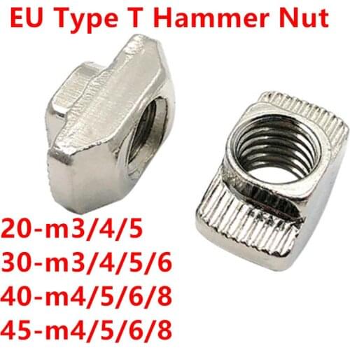 T-nut M3 M4 M5 M6 M8 hammer head t nut Drop in fasten connector slide nut for EU 2020 3030 4040 4545 aluminum profile