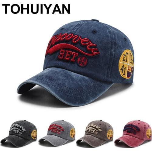 TOHUIYAN Branded Washed Baseball Cap Vintage Embroidery Men Caps and Hats Casual Gorras Bone Dad Hat Women Hip Hop Snapback Caps