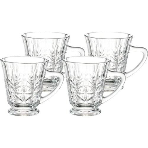 Trend 2021 English Home Bells Glass 4'lü Handle Tea Cup 180 ml Transparent посуда для кухни наборы set kitchen vaisselle platos