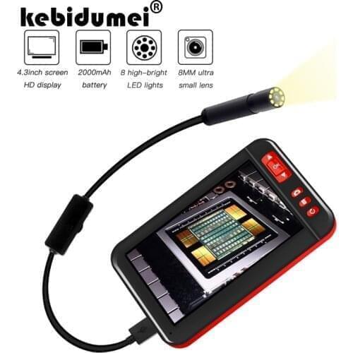 1080P HD 8mm USB Endoscope 4.3 Inch LCD Screen Auto Repair Inspection Camera Endoscope Lithium Battery Snake Hard Camera 5m