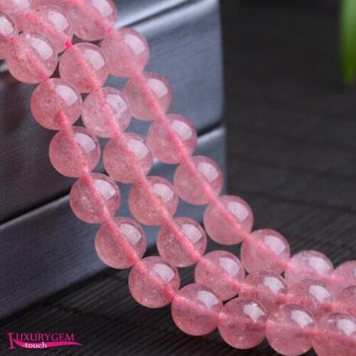 High Quality Natural Color Strawberry Crystal Gems Stone 6mm 8mm 10mm DIY Necklace Bracelet Jewelry Loose Beads 15 Inch wj618