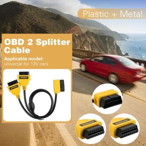 Female Y Splitter Cable Straight OBD2 OBD II 90 Angled 16Pin Male to Dual for AUTOOL Caring Personal Cars Accessories
