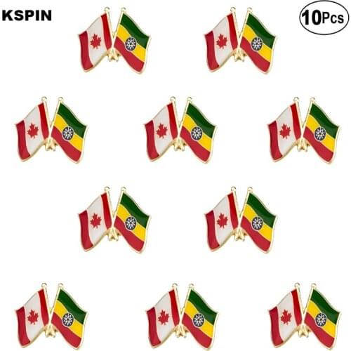 Canada & Ethiopia Flag Lapel Pin Flag badge Brooch Pins Badges 10Pcs a Lot