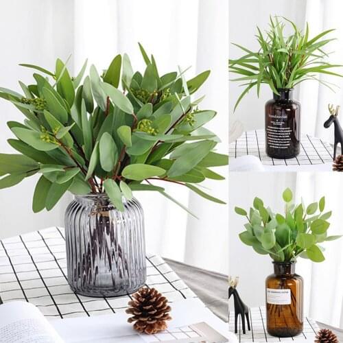 Green Artificial Plants Hand tied bunch eucalyptus leaves potted bouquet eucalyptus ornaments home wedding Willow Plants