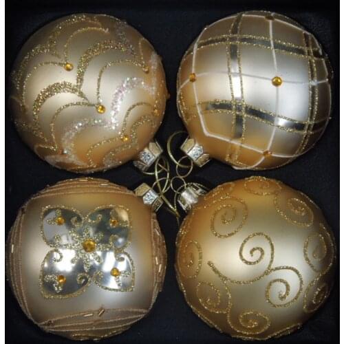 Diameter=8cm 4pcs/pack Gold Series Glass Christmas Ball Christmas Tree Decoration Christmas Day Hanger Glass Gift