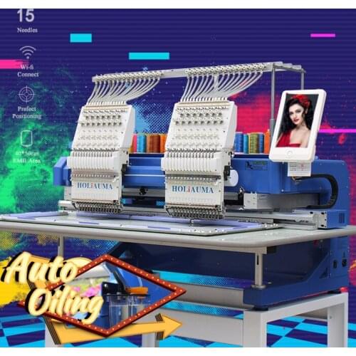 2 heads 15 needle HOLiAUMA New type for cap, T-shirt, flat computerized Embroidery machine prices on sale