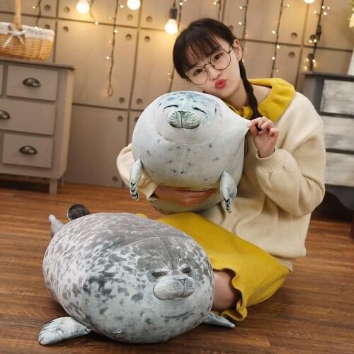 Angry Blob Seal Pillow Chubby 3D Novelty Sea Lion Doll Plush Stuffed Toy Baby Sleeping Throw Pillow Gifts for Kids Girls
