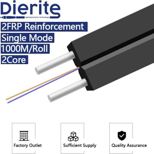 Butterfly Fiber Optic Drop Cable 1000m/Roll 2Core Single Mode Indoor G657A1 LSZH Sheath 2FRP Reinforcement Optic FTTH Drop Cable