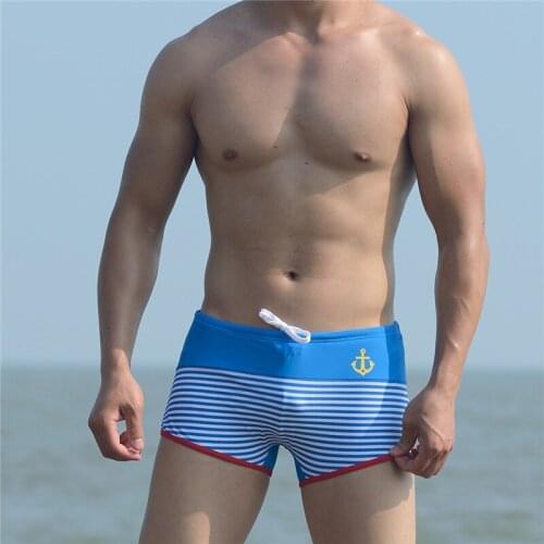 Summer Holiday Mens Hot-selling Striped Pirate Hook Swimming Boxers Hot Spring Spa New Sexy Male Swimming Trunks
