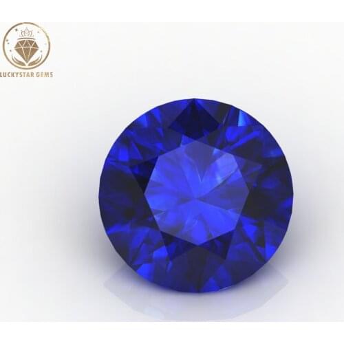 Lucky Star Gems 1mm~12mm 34# Synthetic Sapphire Round Cut Blue Corundum Stone Beads for DIY Fashion Jewelry Accessories Making