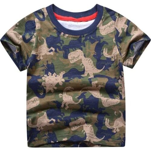 Kids Shirts Cartoon dinosaur camouflage Children Clothing New Summer children Short Sleeve T Shirts Cotton Tops Tees