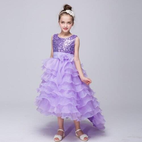 Flower Girl Dresses 3-12Y Cascaded First Holy Communion Dresses for Girls Royal Blue Pageant Gowns Sleeveless Ball Gown Kid Dres