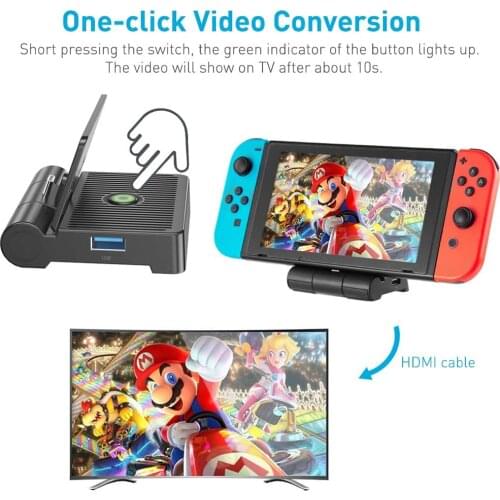 For Nintendo Switch HDMI Video Converter Adapter Dock Foldable Charging Stand With USB Port 3.0 Console Charger