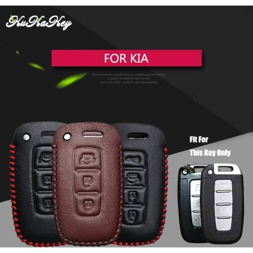 Leather Car Smart Key Case Cover For Kia Rio C Line 2 3 K2 k3 Niro Ceed Picanto Optima Cerato Sportage 3 2017 2019 Key Ring Case