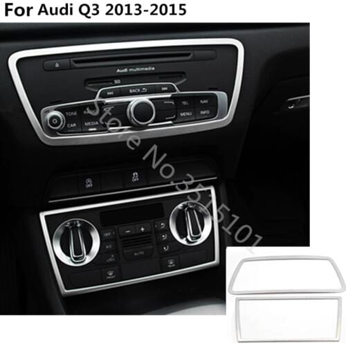 Car cover Stainless steel outlet vent Center Console Navigation box Interior GPS trim panel 2PCS For Audi Q3 2013 2014 2015