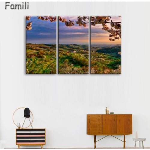 Hot Sale Landscape Canvas Painting 3 Pieces Wall Art Spectacular Sunshine Wall Picture For Living Room