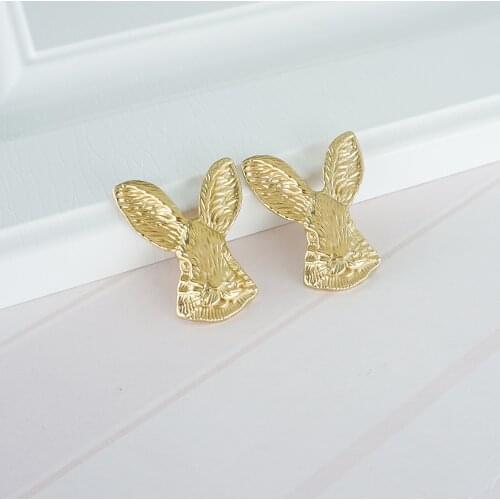 Rabbit shape Solid Brass Cabinet Knobs Drawer Dresser Pull Kitchen Cupboard Handles Creative Home Decor Gold Furniture Hardware