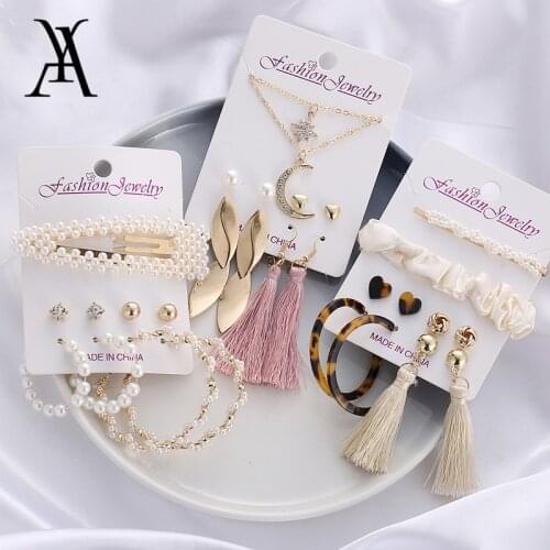 Fashion Twisted Geometric Knot Dangle Earrings Set Minimalist Pearl Acetate Acrylic Tassel Earrings Aretes Pendientes Brincos