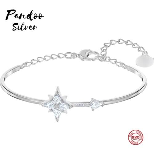 PANDOO Fashion Charm Pure 925 Silver Original 1:1 Copy, Romantic Stars Elegant Chic Wild Bracelet Female Luxury Jewelry Gifts