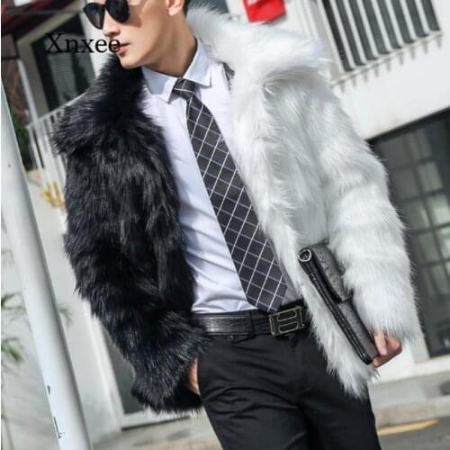 Male Faux Fur Coat Men Korean Fashion Slim Top Winter Brown Fluffy Warm Coat Plus Size Xxxl 4Xl Casual Thermal Jacket Clothing