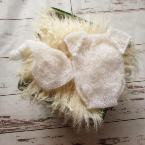 Neborn Mohair Hat and Romper Newborn Unisex Full Set Newborn Bonnet and Pants Newborn Prop Newborn Clothes