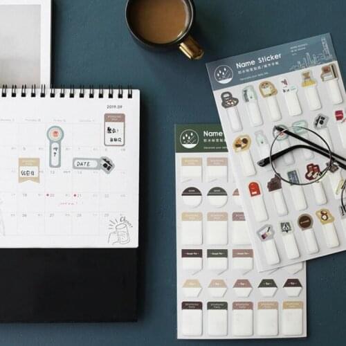 New Arrival 1 Piece Kawaii Waterproof Label Name Marker Sticker Handbook Diary Planner Decorative Paper Stickers Stationery