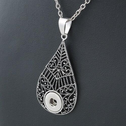 New Fashion Jewelry Xinnver Snap Button Necklaces Link Chain 55CM With Antique Retro Pendant Fit 12MM Snap Buttons Jewlery ZG095