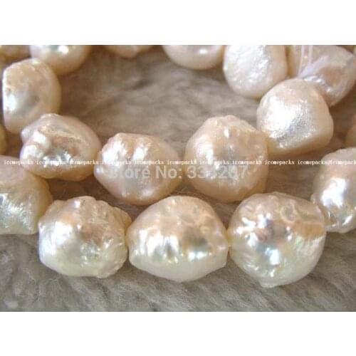 Wholesales Genuine Freshwater Natural white baroque 15" Necklace Loose beads