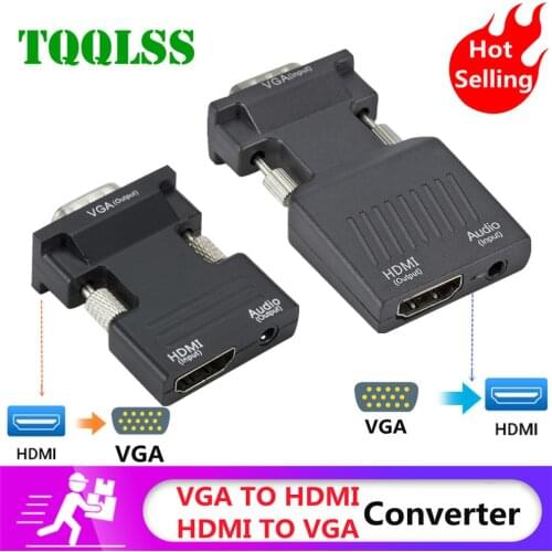 VGA to HDMI-compatible Converter Adapter 1080P VGA Adapter For PC Laptop to HDTV Projector Video Audio HDMI-compatible to VGA