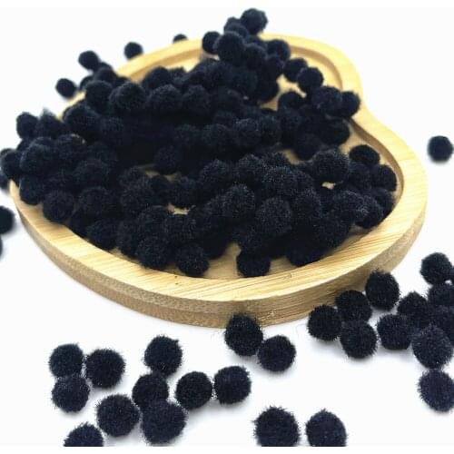 200pcs black color DIY Crafts 7MM Round Shaped Pompom Plush Ball Soft Fluffy Pom Pom for Wedding Decoration 001