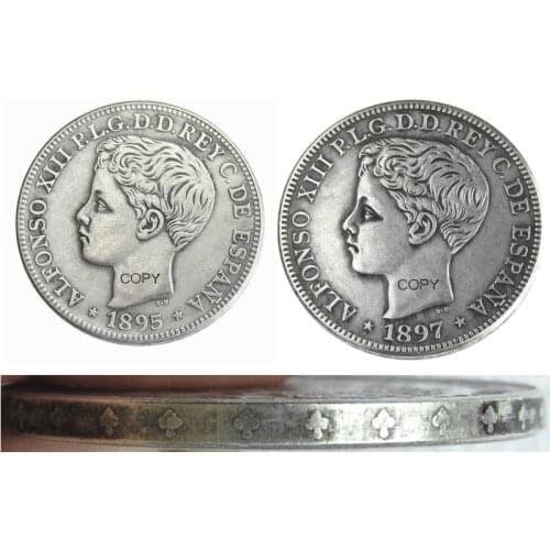 Puerto rico 1895 or 1897 1 Peso Silver Plated Copy Coins