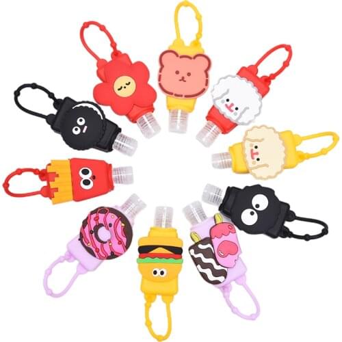Cute Cartoon Food Silicone Hand Sanitizer Pocketable Holder With Empty Bottle