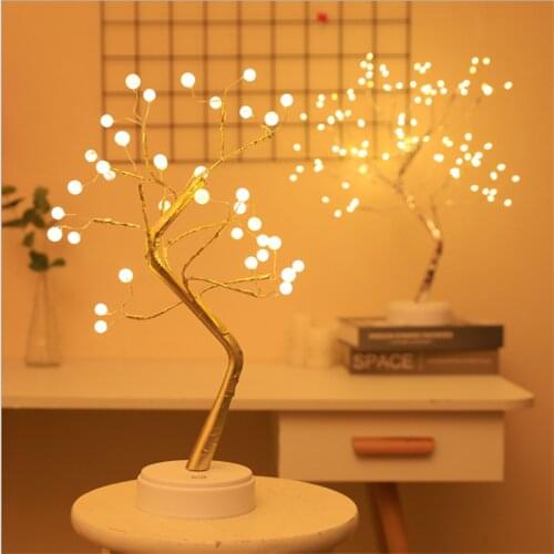 LED Night Light Christmas Tree Lamp Battery USB Fairy Tale Bedside Study Lamp Holiday Lighting Decoration Pearl Tree Lamp