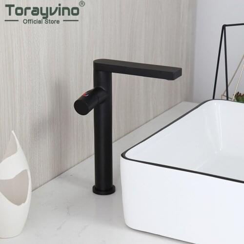 Torayvino Matte Black Bathroom Faucet Single Handle Basin Sink Deck Mounted Faucets Washbaisn Hot And Cold Mixer Water Tap