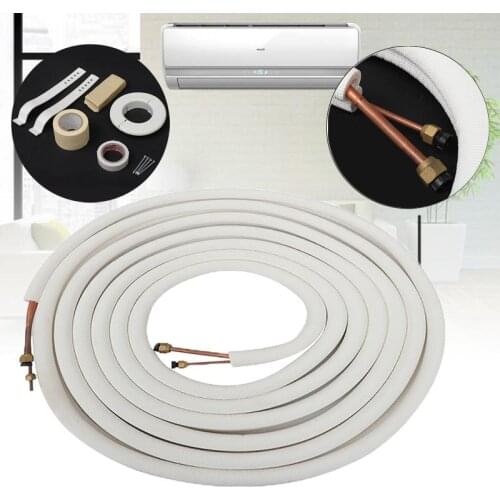 10 Meter Air Conditioner Pair Coil Tube 1/4'' 3/8'' Insulate Copper Aluminum Pipe Split Line Wire Home Air Conditioner Parts