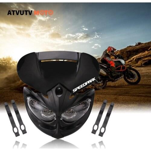 Universal 12V 18W Motorcycle Headlight Fairing Head Lamp High Low Beam Dual for F-Eagle Apollo DC Applicable HONDA