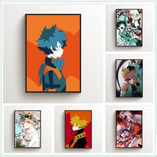 WTQ Canvas Anime Posters Boku No Hero Academia Bakugou Katsuki Midoriya Wall Decor Wall Art Picture for Living Room Decor