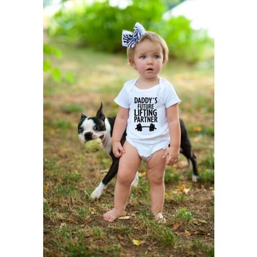 Daddys Future Lifting Partner Funny Newborn Bodysuit Summer Cute Short Sleeve Infant Boys Girls Jumpsuit Clothes