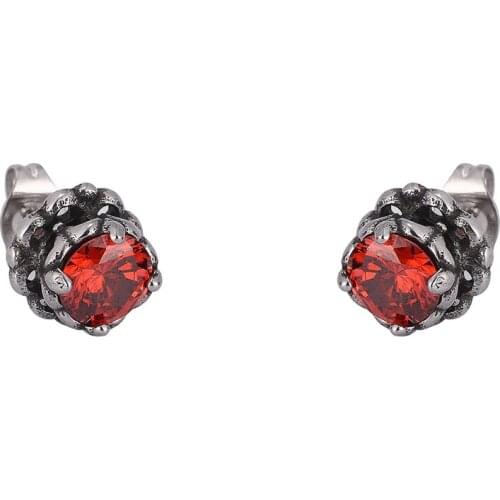 Trendy Stainless Steel Flower Shape Zircon Stud Earrings for Women Gift Geometric Ladies Ear Jewelry Retro Accessories SP0793